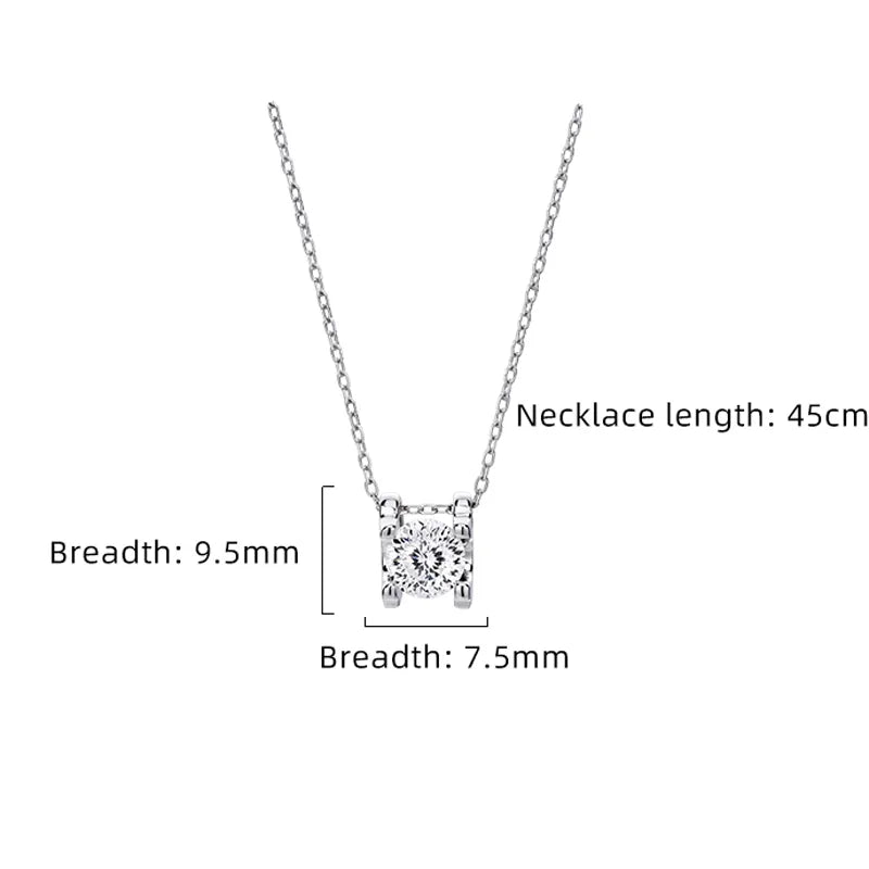 Sterling Silver White Gold Plated Inlay Square Zircon Necklace