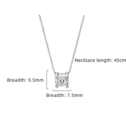 Sterling Silver White Gold Plated Inlay Square Zircon Necklace