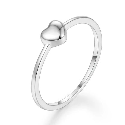 Sterling Silver White Gold Plated Plating Heart Shape Rings