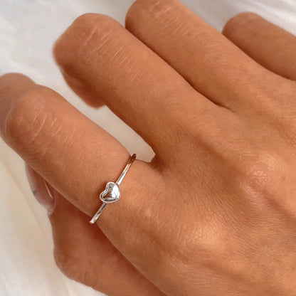 Sterling Silver White Gold Plated Plating Heart Shape Rings