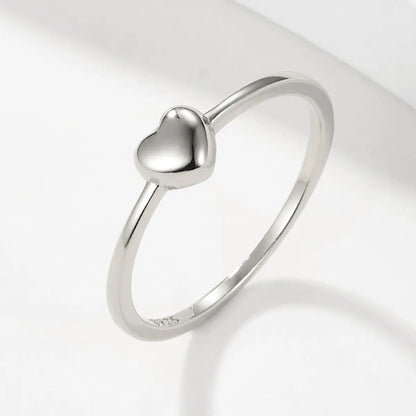 Sterling Silver White Gold Plated Plating Heart Shape Rings