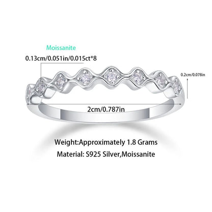 Sterling Silver White Gold Plated Polishing Inlay Geometric Moissanite Rings