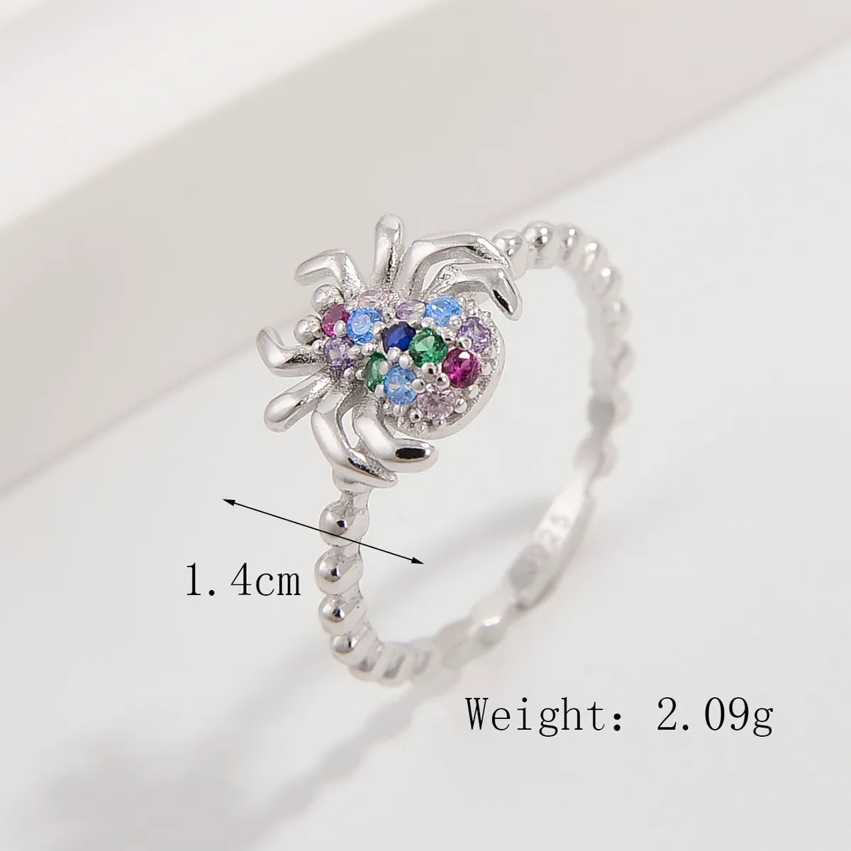 Sterling Silver White Gold Plated Princess Sweet Inlay Beetles Dragonfly Butterfly Zircon Rings