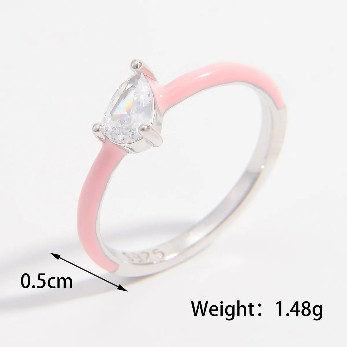 Sterling Silver White Gold Plated Romantic Classic Style Shiny Plating Inlay Rectangle Zircon Rings