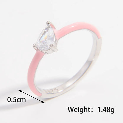 Sterling Silver White Gold Plated Romantic Classic Style Shiny Plating Inlay Rectangle Zircon Rings