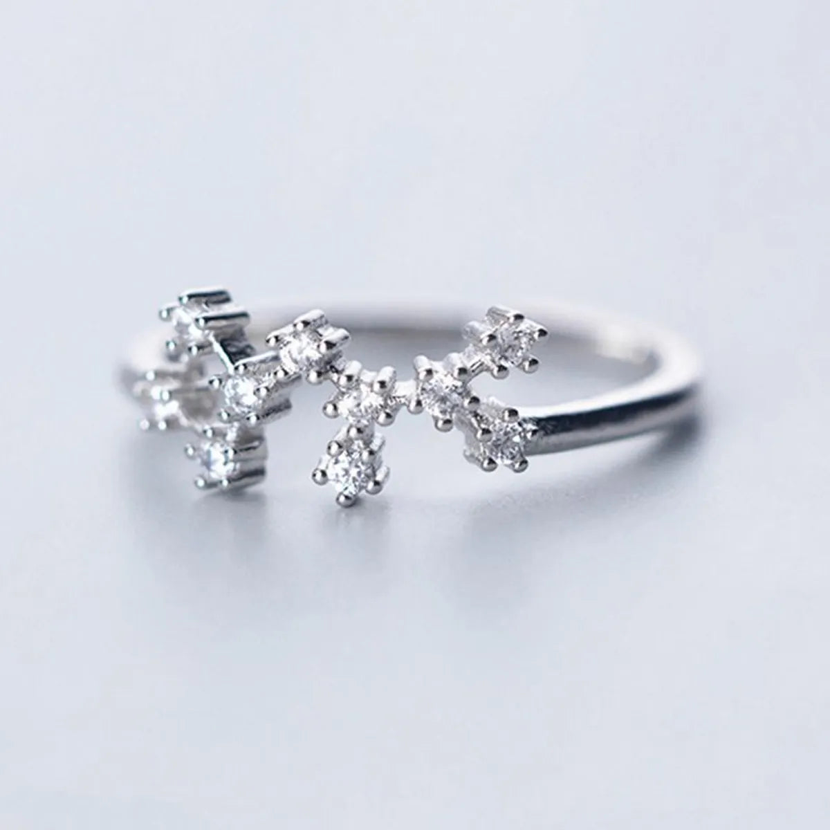 Sterling Silver White Gold Plated Silver Plated Casual Elegant Plating Inlay Constellation Zircon Open Rings