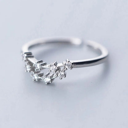 Sterling Silver White Gold Plated Silver Plated Casual Elegant Plating Inlay Constellation Zircon Open Rings