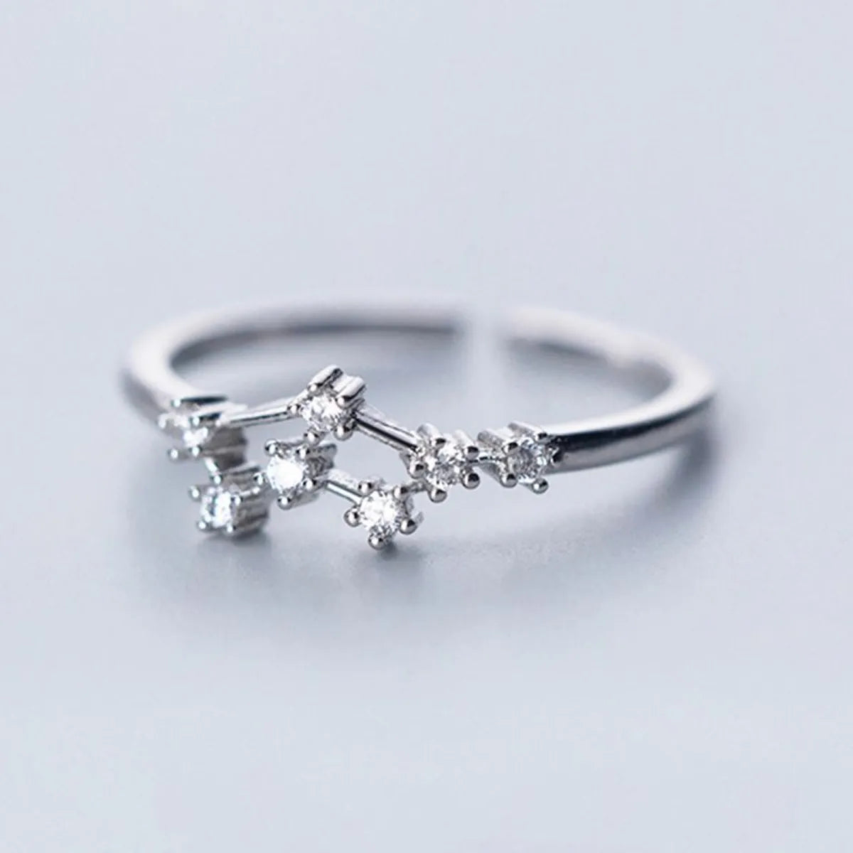 Sterling Silver White Gold Plated Silver Plated Casual Elegant Plating Inlay Constellation Zircon Open Rings