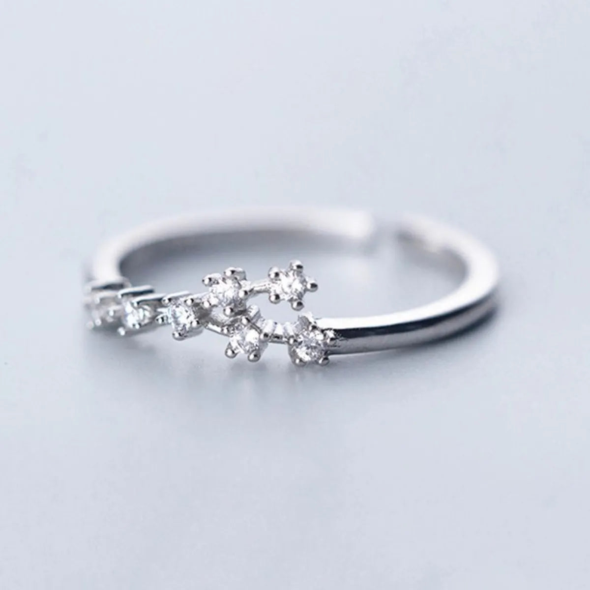 Sterling Silver White Gold Plated Silver Plated Casual Elegant Plating Inlay Constellation Zircon Open Rings