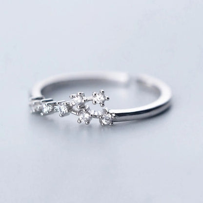 Sterling Silver White Gold Plated Silver Plated Casual Elegant Plating Inlay Constellation Zircon Open Rings