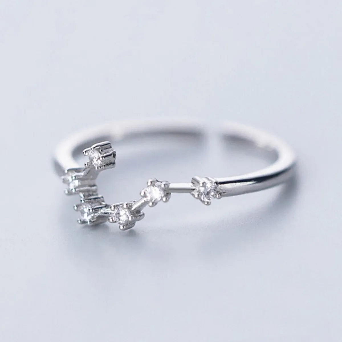 Sterling Silver White Gold Plated Silver Plated Casual Elegant Plating Inlay Constellation Zircon Open Rings