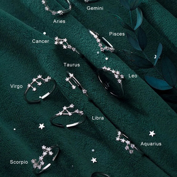 Sterling Silver White Gold Plated Silver Plated Casual Elegant Plating Inlay Constellation Zircon Open Rings