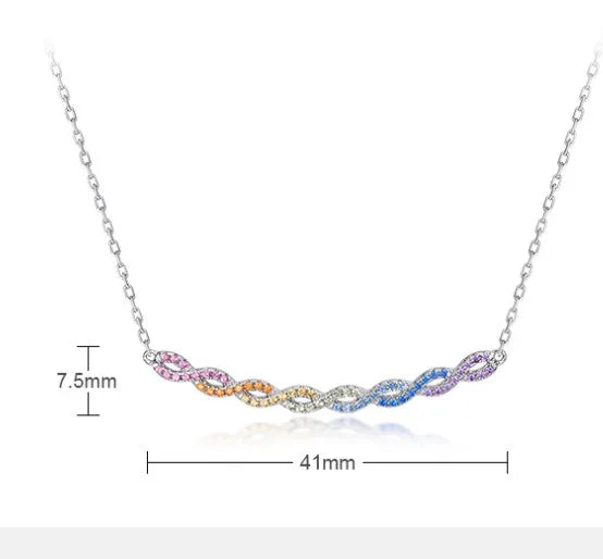 Sterling Silver White Gold Plated Simple Style Shiny Inlay Twist Zircon Necklace