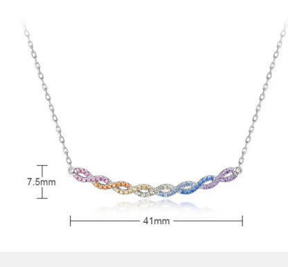 Sterling Silver White Gold Plated Simple Style Shiny Inlay Twist Zircon Necklace