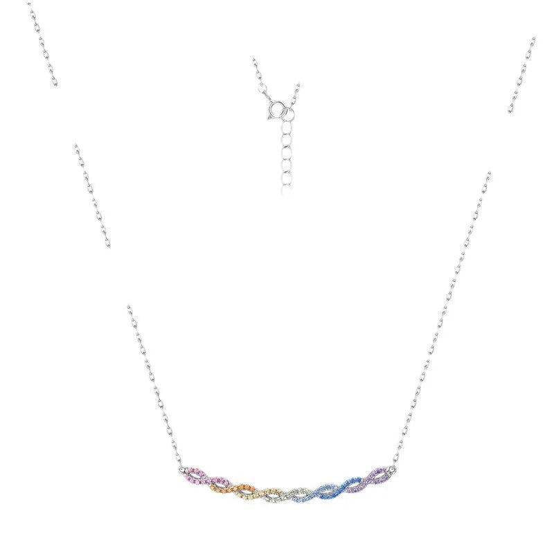 Sterling Silver White Gold Plated Simple Style Shiny Inlay Twist Zircon Necklace