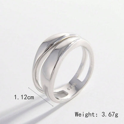 Sterling Silver White Gold Plated Simple Style Shiny Plating Inlay Solid Color Zircon Rings