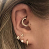 Sterling Silver 925 Women's Body Piercing Cartilage Jewelry Nose Ring Ear Clip Earrings With Flower Double Row Water Drop Zircon Environmental Protection Electroplating