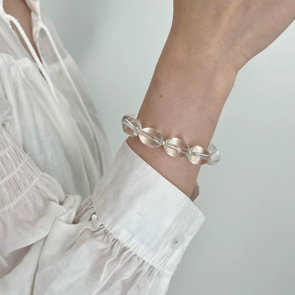 925 Sterling Silver Women's Bracelet With Oval Transparent Crystal Geometric Design Electroplated