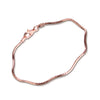 Sterling Silver Women’s Bracelet With Three Tone Wavy Design Elastic Band Minimalist Fashion Hand Jewelry
