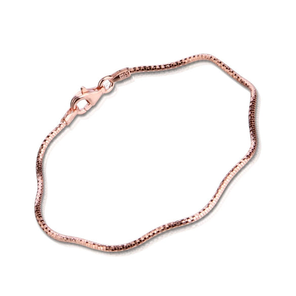 Sterling Silver Women’s Bracelet With Three Tone Wavy Design Elastic Band Minimalist Fashion Hand Jewelry