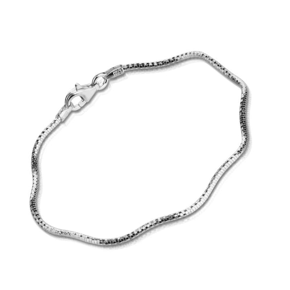 Sterling Silver Women’s Bracelet With Three Tone Wavy Design Elastic Band Minimalist Fashion Hand Jewelry