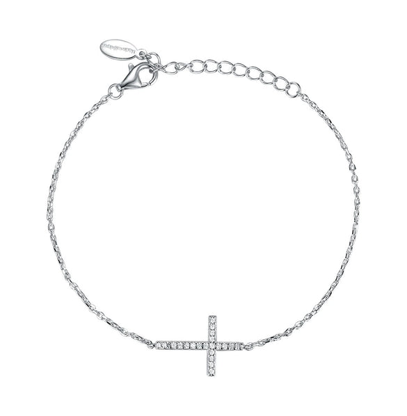 925 Sterling Silver Women's Geometric Cross Inlaid Zircon Seiko Bracelet In Ins Style