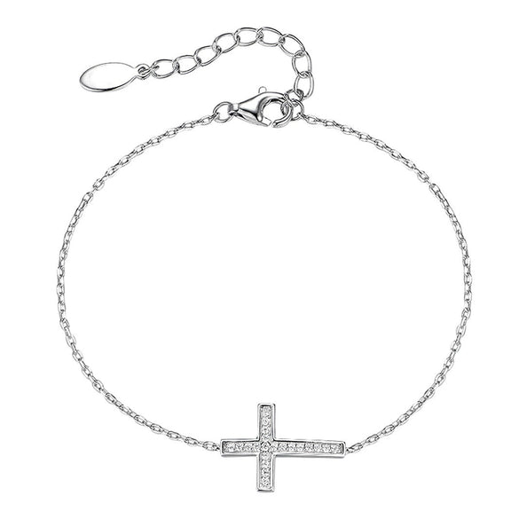 925 Sterling Silver Women's Geometric Cross Inlaid Zircon Seiko Bracelet In Ins Style
