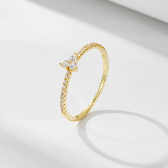 Sterling Silver Women's Geometric Micropaved Zircon Light Luxury Ring