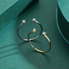 925 Sterling Silver Women's Geometric Style Stacked Open Tail Ring With Moissanite