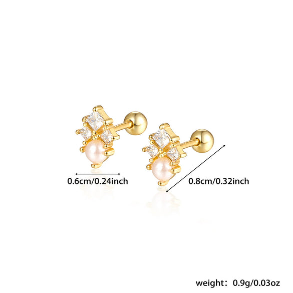 925 Sterling Silver Women's Geometric Zircon Set Earrings