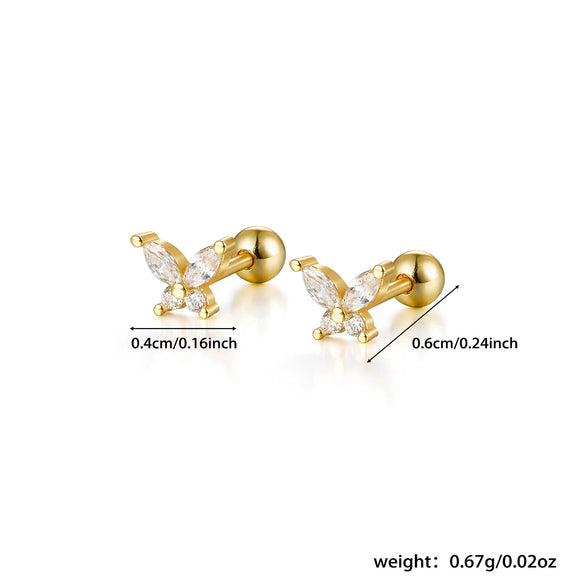 925 Sterling Silver Women's Geometric Zircon Set Earrings