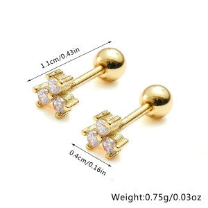 925 Sterling Silver Women's Geometric Zircon Set Earrings