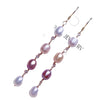 Sterling Silver Women's Rice Bead And Freshwater Pearl Earrings