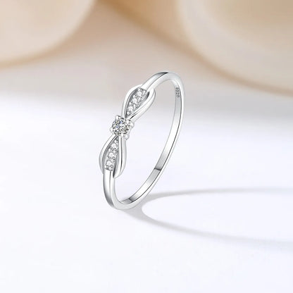 Sterling Silver Zircon Bow Knot Rings