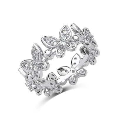 Sterling Silver Zircon Butterfly Open Rings Rings