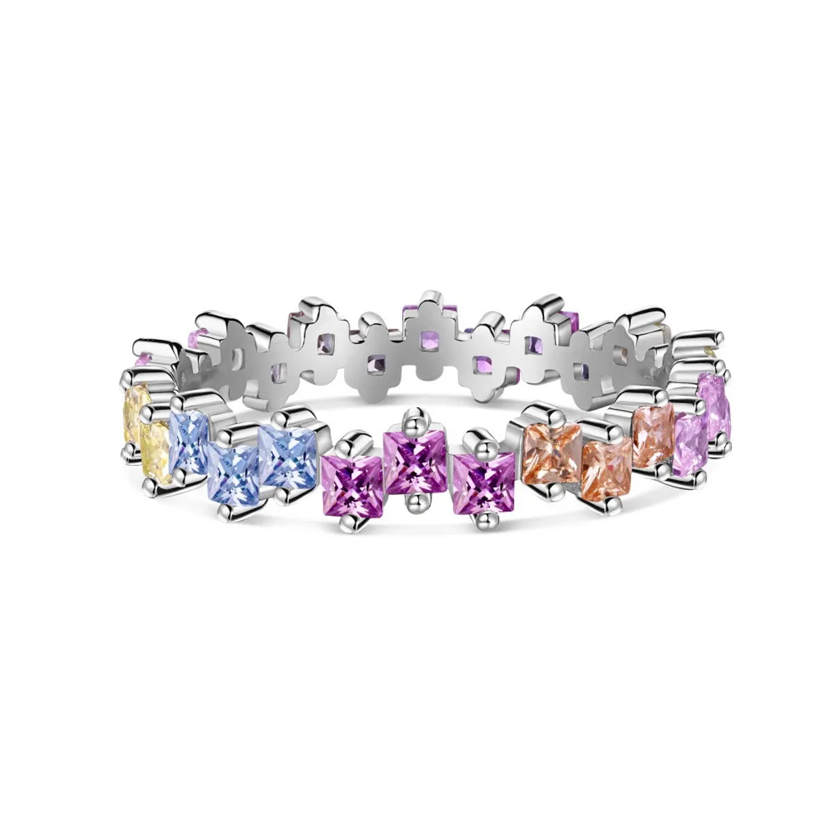 Sterling Silver Zircon Solid Color Rings