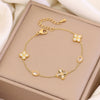 Sticky Diamond Flower Double Imitation Pearl Bracelet In Titanium Steel For Women Electroplated Jewelry