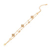 Sticky Diamond Flower Double Imitation Pearl Bracelet In Titanium Steel For Women Electroplated Jewelry