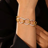 Stitching Ring Bracelet In Cool Punk Style With Stainless Steel And Rhinestone Geometric Design Electroplated