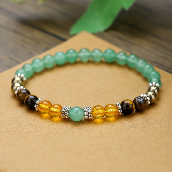 Stone Beaded Handmade Unisex Facet Gem Grey Moonlight Colorful Black Gallstone Lotus Tiger Eye Crystal Bracelet