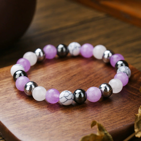Stone Beaded Handmade Unisex Facet Gem Grey Moonlight Colorful Black Gallstone Lotus Tiger Eye Crystal Bracelet