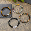 Stone Beaded Handmade Unisex Facet Gem Grey Moonlight Colorful Black Gallstone Lotus Tiger Eye Crystal Bracelet