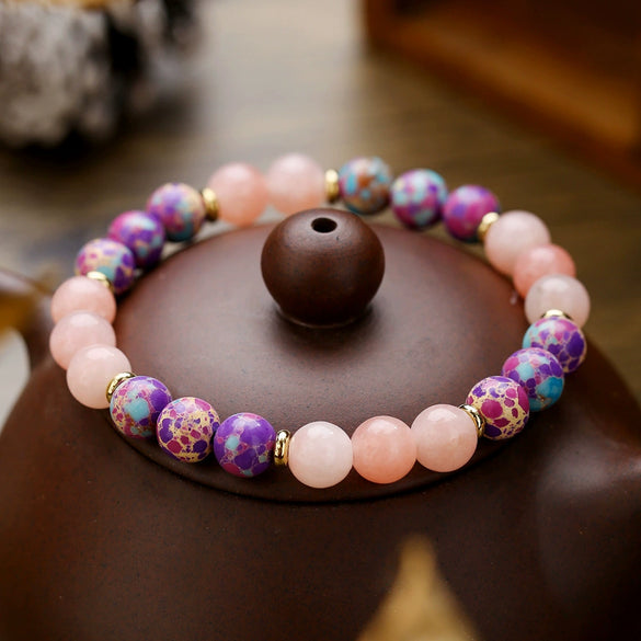 Stone Beaded Handmade Unisex Facet Gem Grey Moonlight Colorful Black Gallstone Lotus Tiger Eye Crystal Bracelet