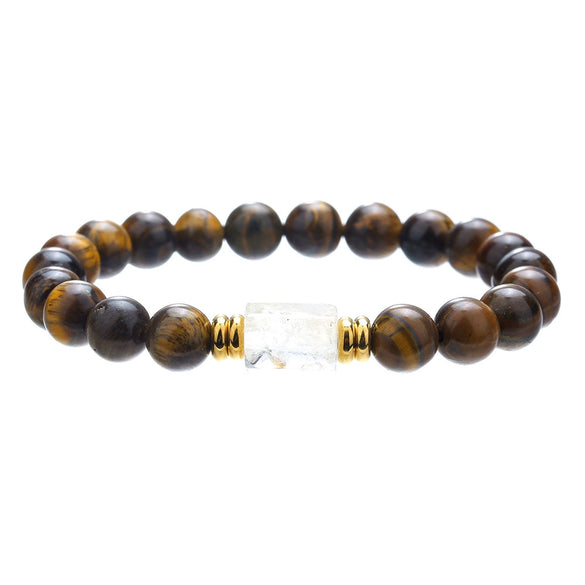 Stone Beaded Handmade Unisex Facet Gem Grey Moonlight Colorful Black Gallstone Lotus Tiger Eye Crystal Bracelet
