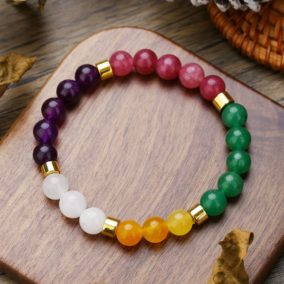 Stone Beaded Handmade Unisex Facet Gem Grey Moonlight Colorful Black Gallstone Lotus Tiger Eye Crystal Bracelet