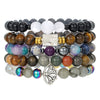 Stone Beaded Handmade Unisex Facet Gem Grey Moonlight Colorful Black Gallstone Lotus Tiger Eye Crystal Bracelet