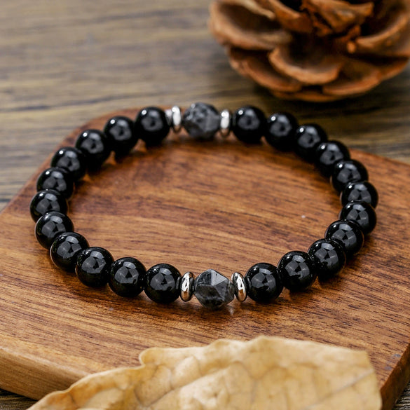 Stone Beaded Handmade Unisex Facet Gem Grey Moonlight Colorful Black Gallstone Lotus Tiger Eye Crystal Bracelet