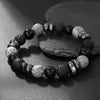 Stone Geometry Handmade Unisex Irregular Black Volcanic Stone Tiger Eye Bracelet