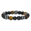 Stone Geometry Handmade Unisex Irregular Black Volcanic Stone Tiger Eye Bracelet