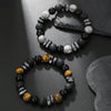 Stone Geometry Handmade Unisex Irregular Black Volcanic Stone Tiger Eye Bracelet